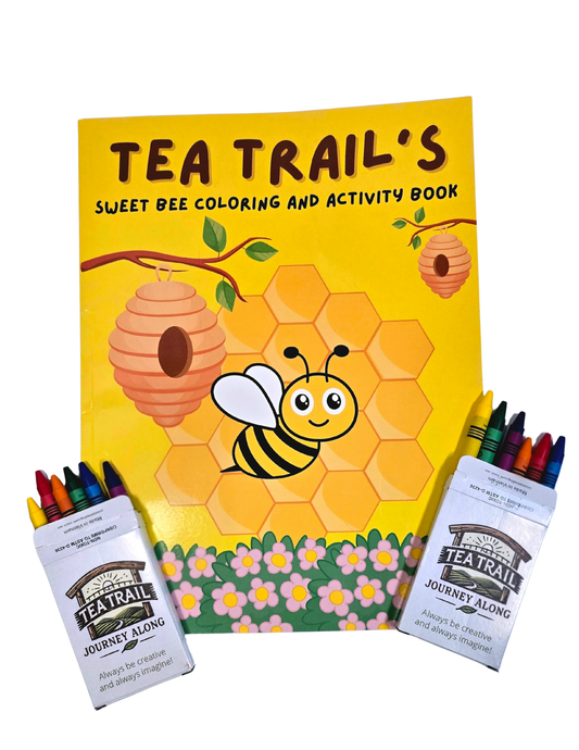 Tea Trail’s Sweet Bee Coloring and Activity Book with Crayon Pack